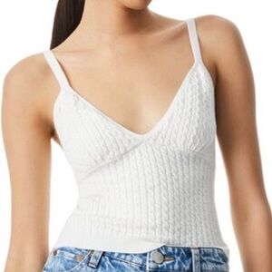 Alice + Olivia “Kenna” Cable Sweater Tank – Size Large – White Knit V-Neck Top